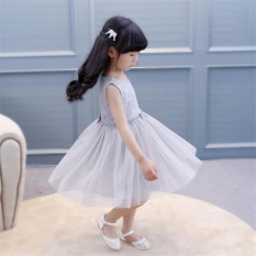 Remaja Gadis Pesta Pakaian Bayi Gadis Putri Pakaian Kids Ulang Tahun Payet Produk Anak Musim Panas Pakaian (Gray)