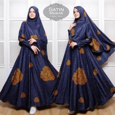 Tekken Fashion -Pakaian Muslimah Wanita - Gamis Syar'i Satin Mawar Navy