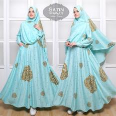 Tekken Fashion -Pakaian Muslimah Wanita - Gamis Syar'i Satin Mawar Tosca