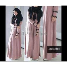 Terbatas Baju Muslim Zaskia Gamis Set Maxi Busui Sleting- Free Pashmina Murah Modern