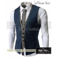 Terbatas JEFFERSIN NAVY (M) - ROMPI VEST PRIA PESTA Modern