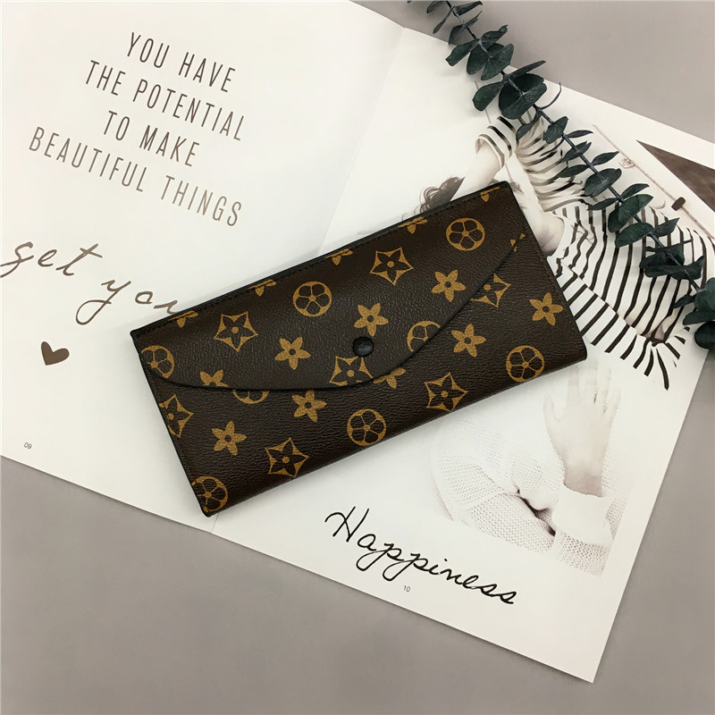 2018 Model Baru Modis Gaya Barat Terkenal Tren Retro Bersablon Dompet Wanita Gesper Netral Banyak Tempat Kartu Tas Tangan