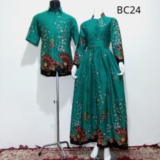 Termurah!!! Baju Batik Couple Model Gamis Sarimbit Kipas Hijau Batik Keren