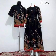 Termurah!!! Baju Batik Couple Model Gamis Sarimbit Kipas Hitam Batik Keren