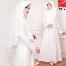 TERMURAH BAJU MUSLIM WANITA / BAJU GAMIS PUTIH SILK SUTRA #8075 STD