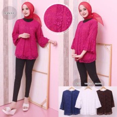 TERMURAH Blus Brokat Tile Atasan Wanita Tangan Balon Brukat