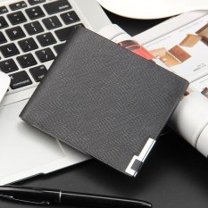 Laki-laki TF Kreatif Pendek Dompet Korea Super Tipis Cross Grain Dompet (Hitam)-Intl