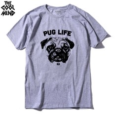 THE COOLMIND Top Quality 100% Cotton Short Sleeve Pug Printed Men T Shirt Casual O-neck Comfortable Fabric 002 (Grey)