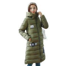 Fashion Wanita Berkerudung Menebalkan Mantel Wanita Hangat Padded Katun Panjang Jaket Empuk Jaket Parka XL (army Hijau)