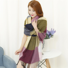 Berkualitas Tinggi Wol Musim Dingin Syal Perempuan Scarf Plaid Tebal Selendang Scarves (Rose)