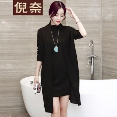 Yang Ladys' Keausan Ni Nai Dua Set Santai Lengan Panjang Rekreasi Satu Potong Lemak Wanita Tua putra dan Putri Bungkus Lemak Wanita Musim Gugur Pakaian Panjang Lengan Catty Blus (Hitam) -Internasional