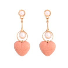 Baru 2017 Terdaftar Panjang Anting Mutiara MS Fashion Trend Di Pompoms Berbentuk Hati Pendant Earrings-Intl