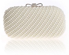 Baru Fashion Mutiara Manik-manik With Desain Populer Kopling Pu Casing Wanita Tas Pesta Shining Pearl (putih) -Internasional