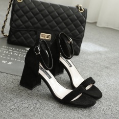 Versi Korea Baru, Tumit High Heels, Wajah Bulat, Sandal Wanita, Wanita Sepatu (hitam) -Intl