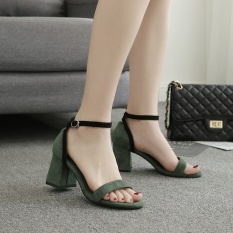Versi Korea Baru, Tumit High Heels, Wajah Bulat, Sandal Wanita, Wanita Sepatu (hijau) -Intl