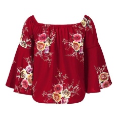 Baru Wanita Photocopy Membawa Embun Bahu Lle Loose Shirt Garment Horn-Intl