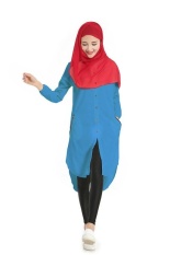 Baru Muslim Panjang Kaos Kemeja Warna Empat Putaran dari Penjualan Modis Fashion Pambabaeng Damit Grosir- INTL