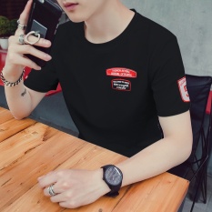 Tren Baru Pria Shirt Lengan Longgar (T77) (hitam)-Intl
