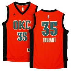 Thunder #35 NBA Pria Kevin Durant 2015-16 Musim Alternatif Pria Basket Jersey Orange Harga Bagus Kualitas Tinggi-Intl
