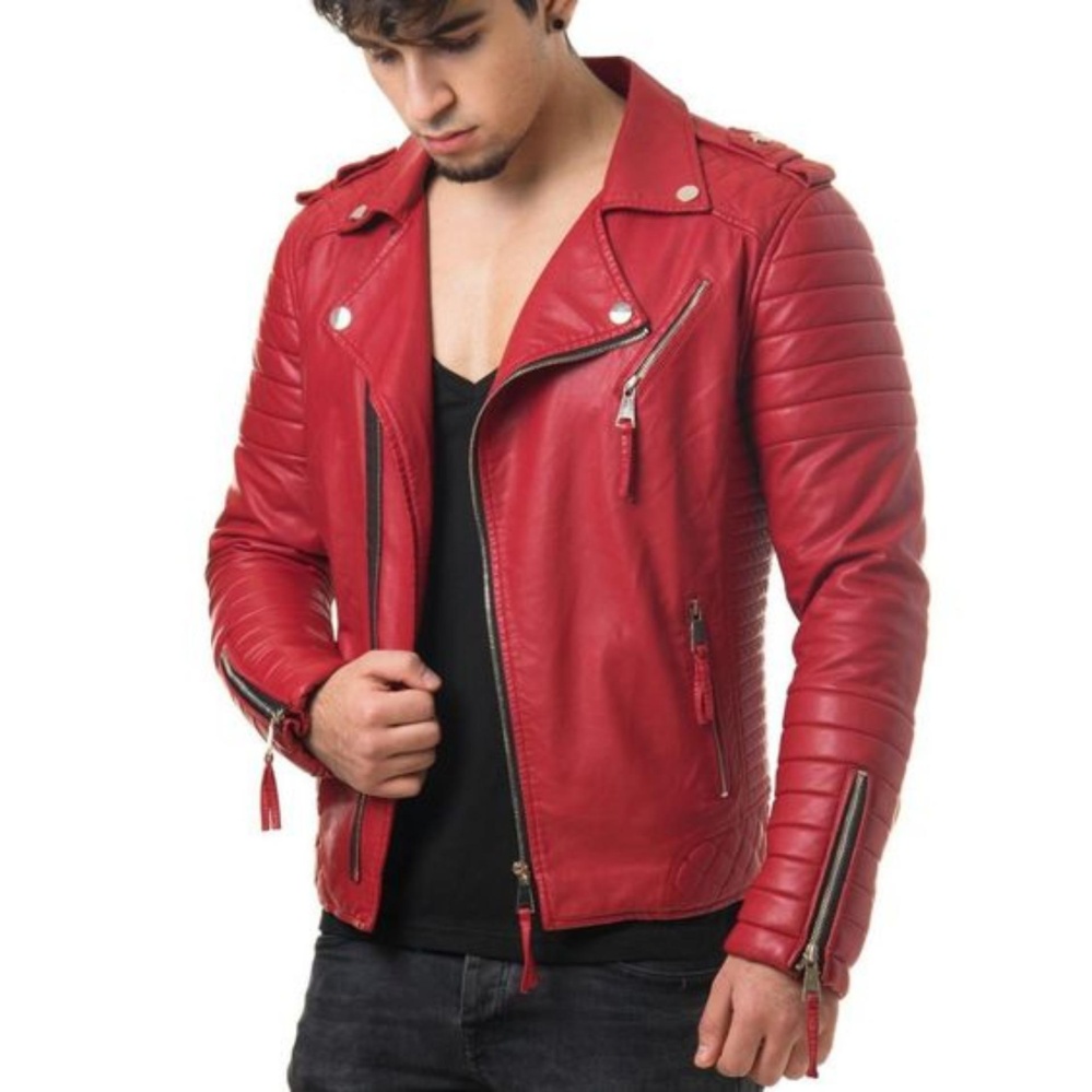 Thunderlight - Jaket Kulit Rock N Roll Merah - Jaket Kulit Asli Pria Thunderlight - Jaket Kulit Rock N Roll Merah - Jaket Kulit Asli Pria