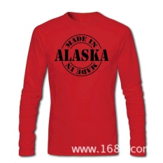 THW2 GRATIS SHIPPINGCrazy Dibuat Di Alaska T-shirt untuk Pria Menegakkan O-neck Print Lengan Panjang Cotton Retro Kaus-Intl