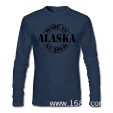 THW2 GRATIS SHIPPINGCrazy Dibuat Di Alaska T-shirt untuk Pria Menegakkan O-neck Print Lengan Panjang Cotton Retro Kaus-Intl