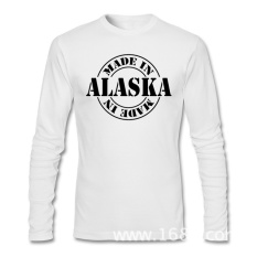 THW2 GRATIS SHIPPINGCrazy Dibuat Di Alaska T-shirt untuk Pria Menegakkan O-neck Print Lengan Panjang Cotton Retro Kaus-Intl