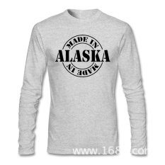 THW2 GRATIS SHIPPINGCrazy Dibuat Di Alaska T-shirt untuk Pria Menegakkan O-neck Print Lengan Panjang Cotton Retro Kaus-Intl