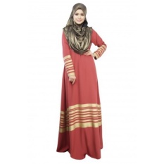 Tidepioneer Dubai Qipao Muslim Dress Adalah Lengan Panjang Emas Seal/Hui Ethnicdress/Muslim Melayu Suit Red- INTL