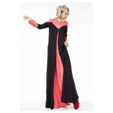 Tidepioneer untuk Wanita Muslim Wanita Baju Kurung Lengan Panjang Gaun L16018 Hitam-Intl