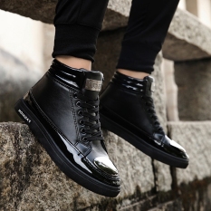Tinggi Negara Sepatu Santai Baru Pria Sepatu Trendi Populer Hitam