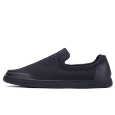 TL Pria Korea Versi Bernapas Peas Sepatu, Sepatu Kasual Kanvas, Pedal Lazy Sepatu, Carrefour Sepatu Putih Kecil Tide Sepatu (hitam)-Intl