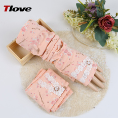 Tlove Nyaman Kapas Musim Semi atau Musim Panas Perempuan Pelindung Norbert Matahari Sarung Tangan Sarung Tangan (Merah Muda) panjang 36.5 Cm With Ukuran Sabuk Elastis)
