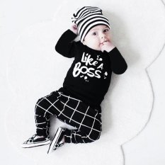 Balita Baby Boy Pakaian Huruf Cetak Lengan Panjang T-shirt Tops + Celana Set-Intl