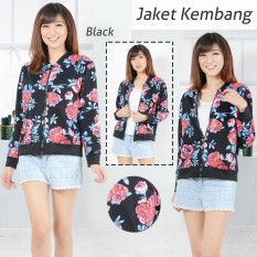 tokolobo jaket bomber wanita zipper flo hitam