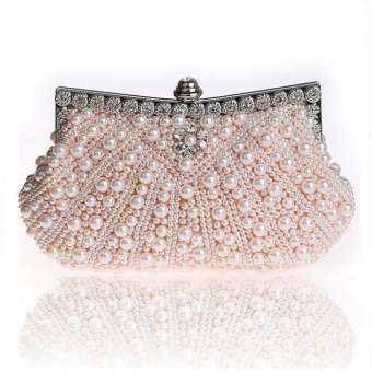 Top rate Elegant Pearl Beaded Evening Clutch Bag Women Wedding Hand Bag Small Shoulder Messenger Bag Chain Purses And Handbags Wallet - intl