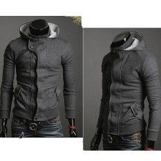 Terbaik Penjualan Pria Ramping Dirancang Atas Seksi Hoody Jaket Mantel 2 Warna 4 Ukuran (Gelap Grey) -Internasional