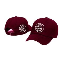 Topi Baseball Anti Social Social Club Circel White - Maroon Premium