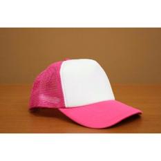 Topi Polos Trendi Jaring Pink Putih
