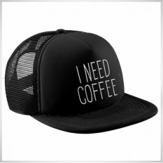 Topi Snapback Jaring I Need Coffee - Black Premium