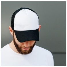 TOPI TRUCKER POLOS HITAM JOIN PUTIH