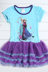 Gaun Biru Anak Toprank Anna dan Elsa Gaun Berbentuk Tutu Dalam Gadis Gaun Putri Gaun Musim Panas Kapas Yang Membeku