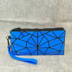 Mochila Berbahan Creative Geometric Folding PVC Clutch Bag Handbag Wanita Fashion Wristlets Koin Dompet Kosmetik Tas Biru-Internasional