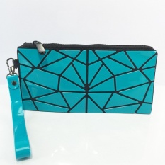Mochila Berbahan Geometris Folding PVC Clutch Bag Handbag Wanita Kasual Kreatif Wristlets Koin Dompet Tas Kosmetik Danau Biru-Intl
