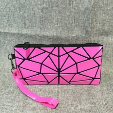 Mochila Berbahan Geometris Folding PVC Clutch Bag Handbag Wanita Kepribadian Wristlets Koin Dompet Tas Kosmetik Rose-Intl