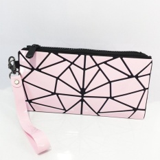 Mochila Berbahan Geometris Folding PVC Clutch Bag Handbag Wanita Fashion Wristlets Koin Dompet Tas Kosmetik Pink untuk Perempuan-Intl