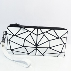 Mochila Berbahan Geometris Folding PVC Clutch Bag Handbag Wanita Fashion Wristlets Koin Dompet Tas Kosmetik Warna Putih Telepon Kantong Uang- INTL
