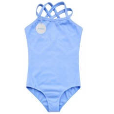 Topsellers365 Perempuan Ganda Tali Ramping Polos Kamisol Jumpsuit Romper Keseluruhan untuk Olahraga Balet Senam (Biru)-Internasional