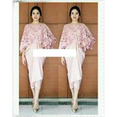 TOSERBU Dress (M - Fit L) MANGLY PINK + OUTER - Satin Brokat
