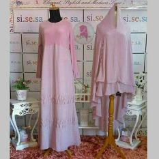 TOSERBU Gamis Maxi (L - Fit XL) ZALINA + Pashmina - Woolpeach Sifon